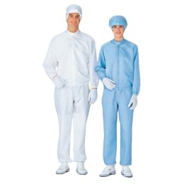 【訂造防塵服白+藍色立領長袖款】|立領無帽設計搭配前拉鍊|長袖彈性束口下身直筒褲型|防塵服批發  SKPC032-3205 【訂造防塵服白+藍色立領長袖款】|立領無帽設計搭配前拉鍊|長袖彈性束口下身直筒褲型|防塵服批發  SKPC032-3205
